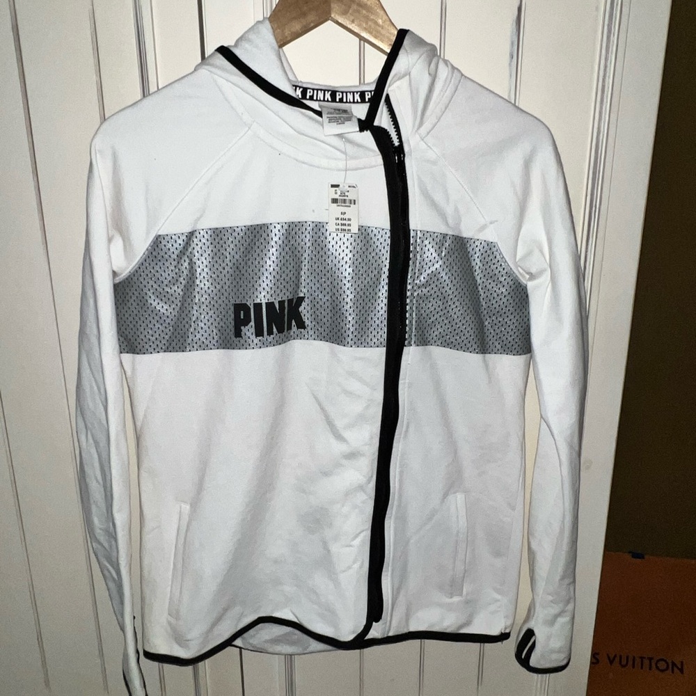 Victoria's Secret PINK White and Gray Hoodie